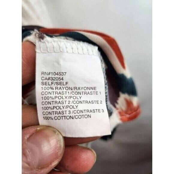 Anthropologie Tiny Womens Sima Ikat BOHO Top Medium Cream Red Aztec Mixed Media - Picture 7 of 9